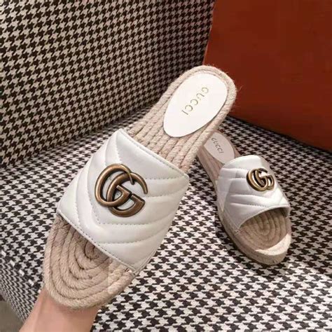 womens white gucci sandals|Gucci white sandals flat.